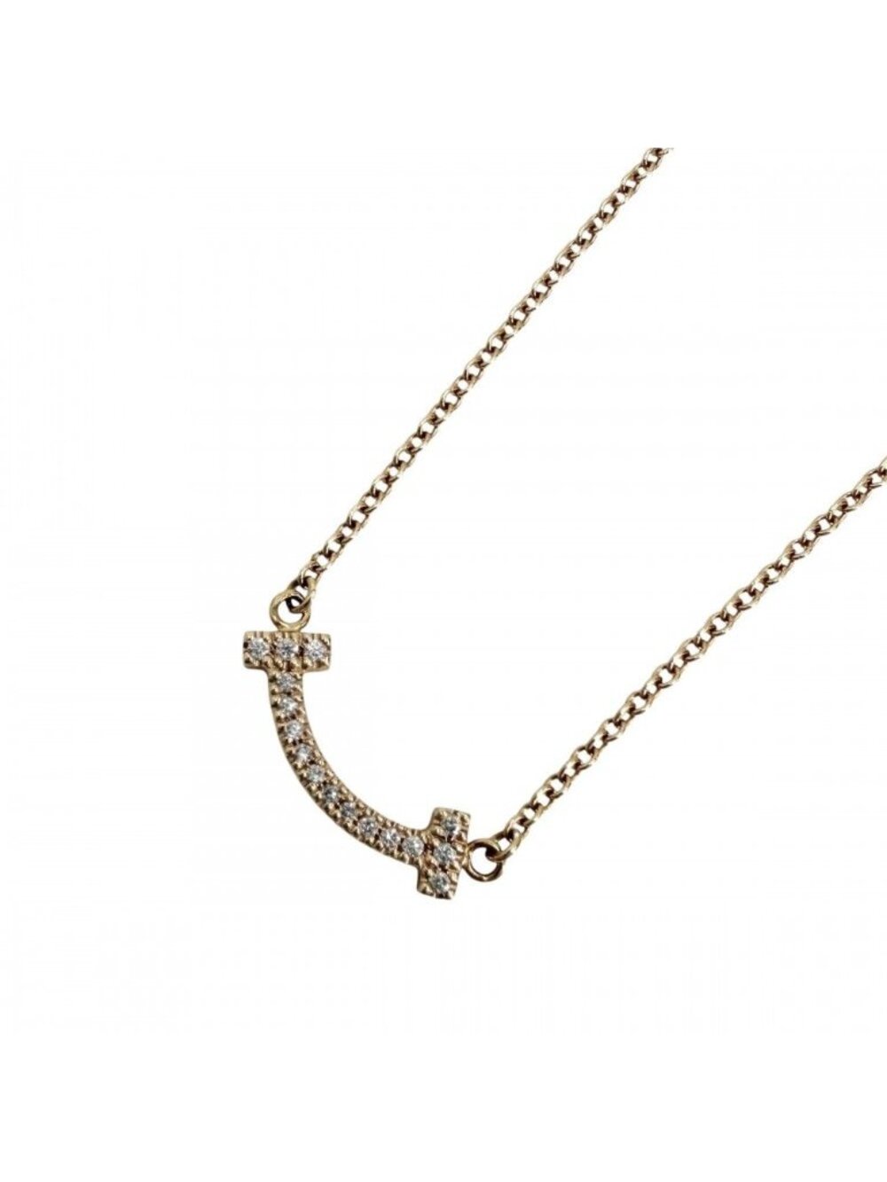 Tiffany & Co Necklace T Smile Mini Pendant Adjustable Star with 18k PG Gold